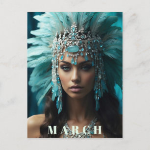 *~* MARCH AP53 Boho Headdress AQUAMARINE Vykort