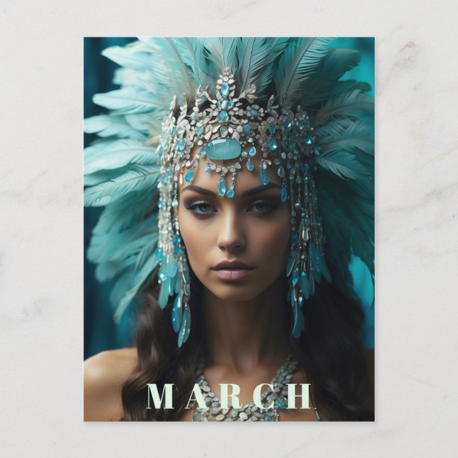 *~* MARCH AP53 Boho Headdress AQUAMARINE Vykort (Framsida)