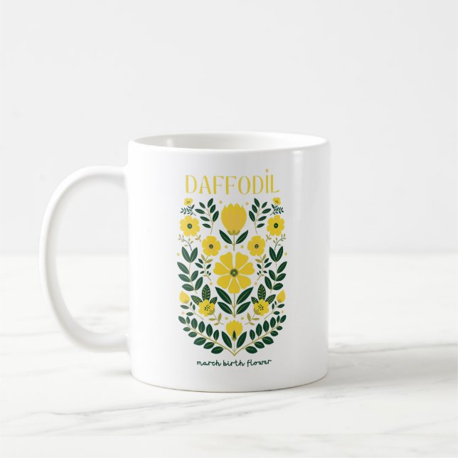 MARCH BIRTH FLOWER DAFFODIL KAFFEMUGG (Vänster)