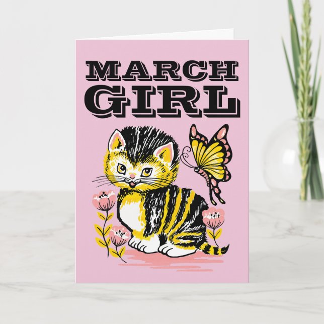 MARCH BIRTHDAY GIRL GREETING CARDS KORT (Framsida)