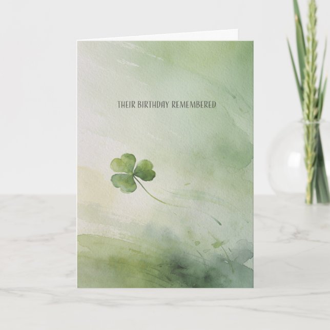 March Birthday Remembrance Shamrock Card Kort (Framsida)