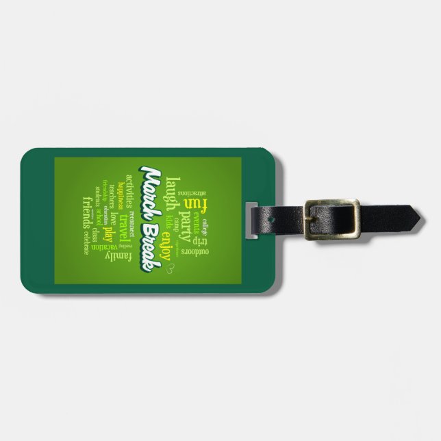 March Break Word Cloud Typography School Vacation Bagagebricka (Horisontell Framsida)