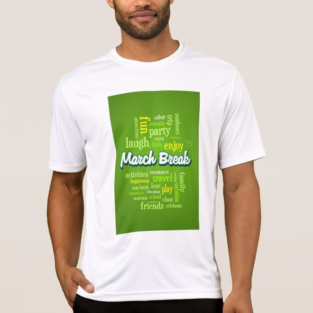 March Break Word Cloud Typography School Vacation T Shirt (Framsida)