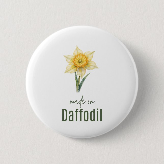 March Daffodil Birth Flowe T-Shirts Watercolor Knapp (Framsida)