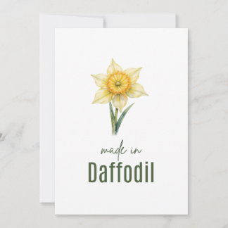 March Daffodil Birth Flower card Watercolor Inbjudningar