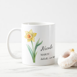 MARCH DAFFODIL BIRTH FLOWER MÅNAD NAMN GIFT KAFFEMUGG