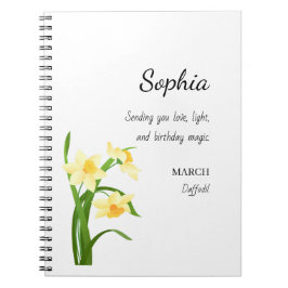 March Daffodil Personalized Birthday Anteckningsbok