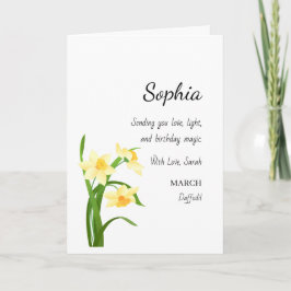 March Daffodil Personalized Birthday Kort