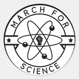 march_forvetenskap runt klistermärke