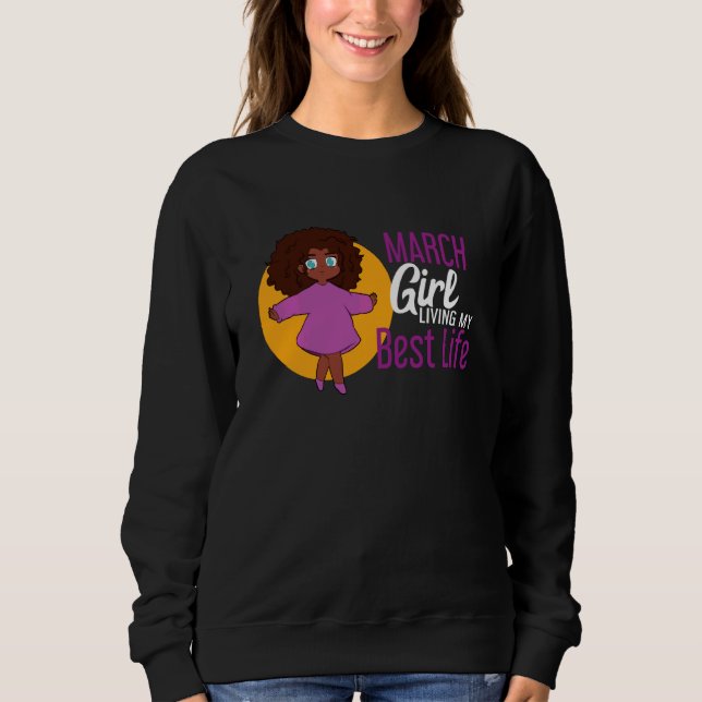 March Girl Lives Melanin Queen T Shirt (Framsida)