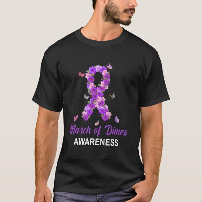 March Of Dimes medvetandeband T Shirt (Framsida)