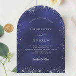 March silver glitter bröllop inbjudningar<br><div class="desc">En marin blå bakgrund,  dekorerad med faux silver glitter,  gnistor. Den blå färg är ojämn. Anpassa och lägg till namn och information.</div>