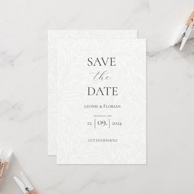 Märchen Hochzeit florale Save the Date Karte Inbjudningar (Fram/Back In Situ)