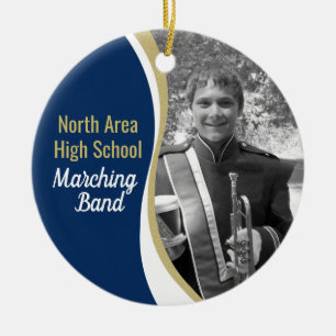 Marching Band Blue och Guld Photo Julgransprydnad Keramik
