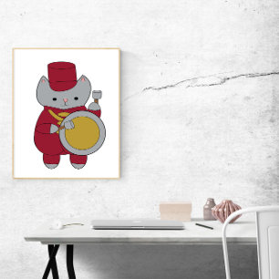 Marching Band Cat Maroon och Guld Poster
