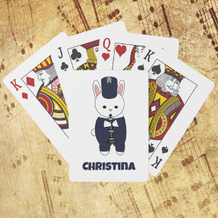 Marching Band Clarinet Rabbit Blue Personalize Casinokort