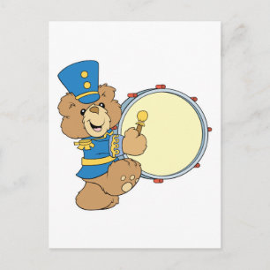 Marching Band Drummer Bear Vykort