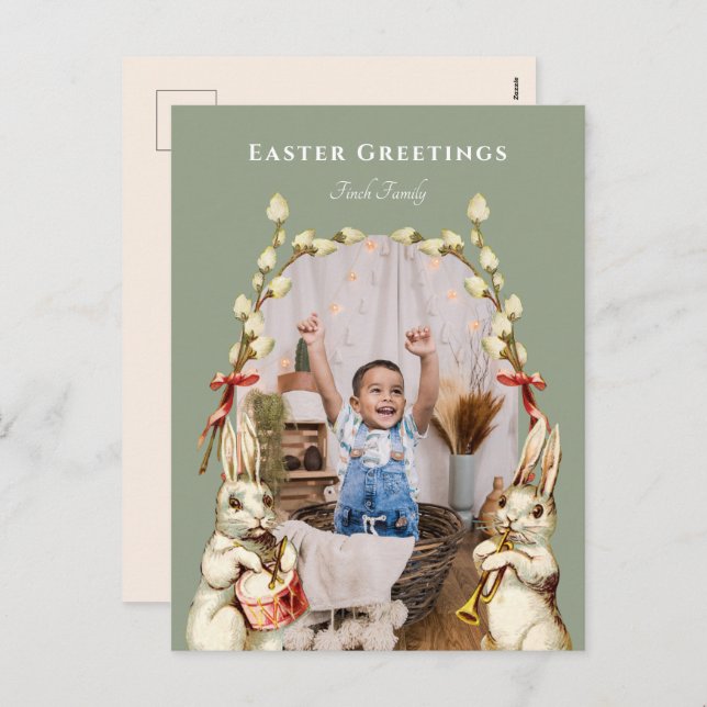 Marching Band Glad påsk Photo Postcard Helg Vykort (Fram/baksida)