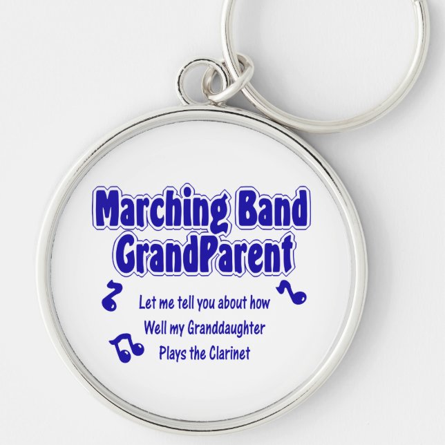 Marching Band Grandparent/ Clarinet Rund Silverfärgad Nyckelring (Framsidan)