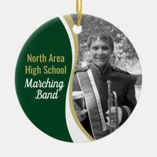 Marching Band Grönt och Guld Photo Julgransprydnad Keramik