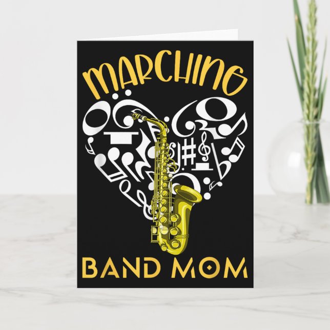 Marching Band Mamma Kärlek Musik Noter Saxofon Kort (Framsida)