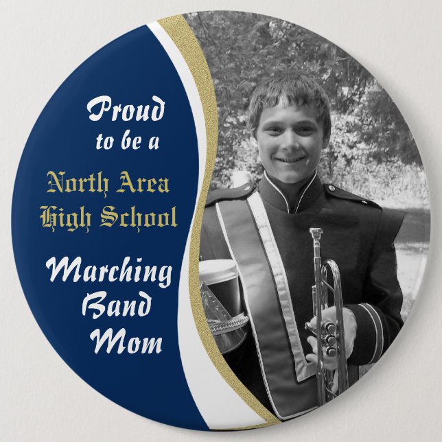 Marching Band Mamma med Photo Blue Guld Knapp (Framsida)