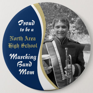 Marching Band Mamma med Photo Blue Guld Knapp