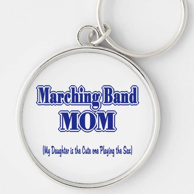 Marching Band Mamma/ Sax Rund Silverfärgad Nyckelring (Framsidan)