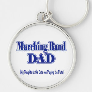 Marching Band Pappa/ Flute Rund Silverfärgad Nyckelring
