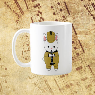 Marching Band Rabbit Clarinet Guld Black Kaffemugg