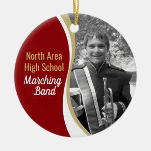 Marching Band Red and Guld Photo Julgransprydnad Keramik