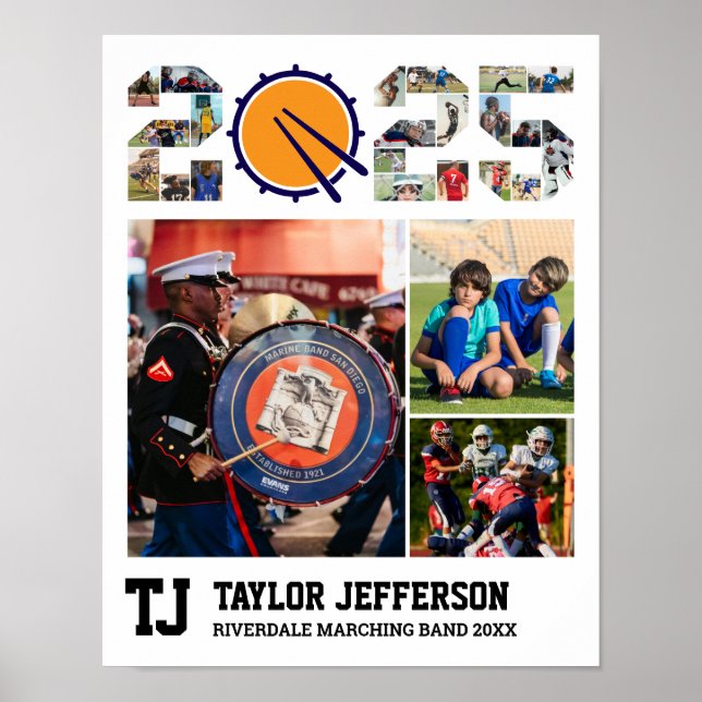 Marching Band Senior 2025 Sports Photo Collage Poster (Framsidan)