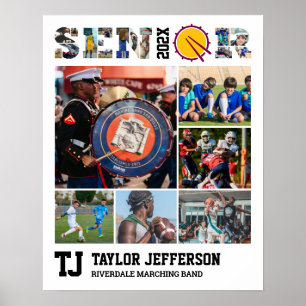 Marching Band Senior Sports Team Photo Collage Poster