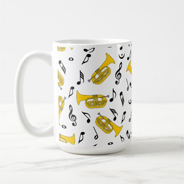Marching Baritone Musik noter Treble Clefs Kaffemugg (Vänster)