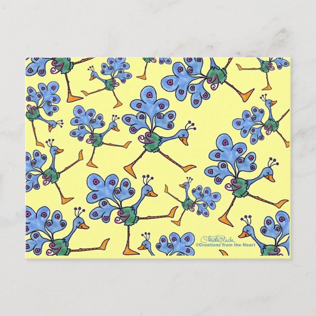 Marching Peacock collage Vykort (Framsida)