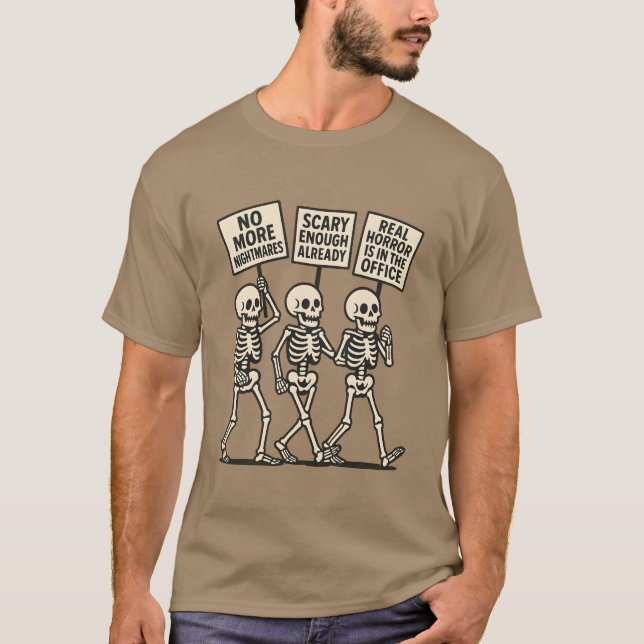Marching Skeletons with Protest Signs Design T Shirt (Framsida)