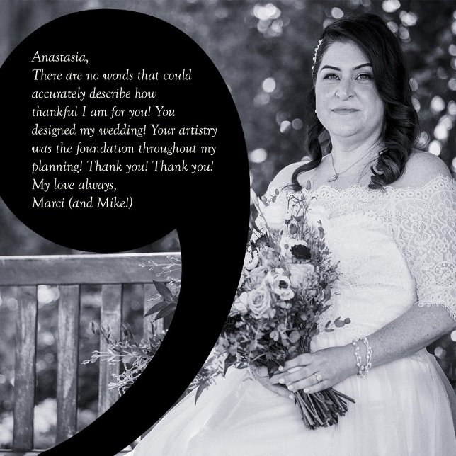 Marci Kamashian Testimonial bröllopsinbjudan Julkort (Skapare uppladdad)