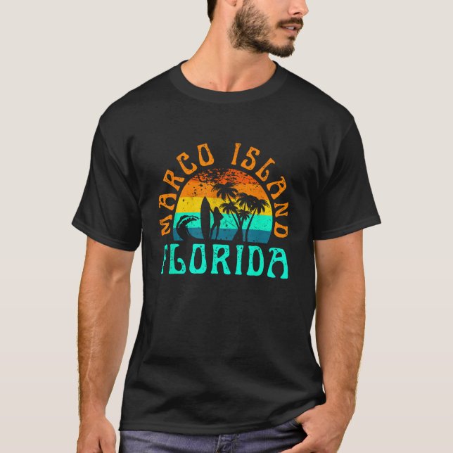 Marco Island Beach Florida Surfing Beach Ocean Wav T Shirt (Framsida)
