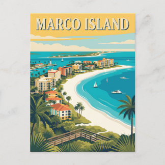 Marco Island Florida Gulf Coast Vintage Affisch Vykort
