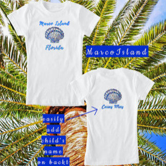 Marco Island Florida Pretty Mosaic Seashell Name T Shirt