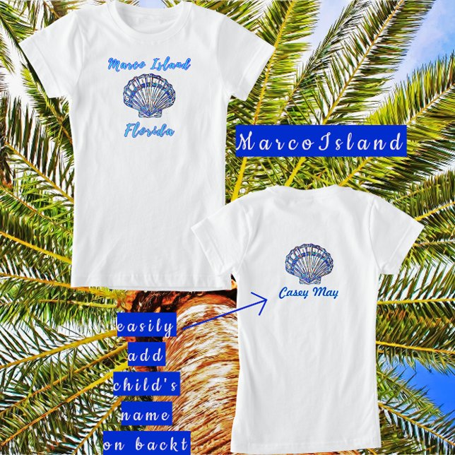 Marco Island Florida Pretty Mosaic Seashell Name T Shirt (Skapare uppladdad)