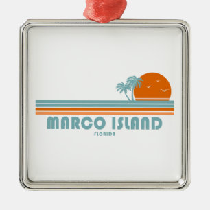 Marco Island Florida Sol Handflatan Träd Julgransprydnad Metall