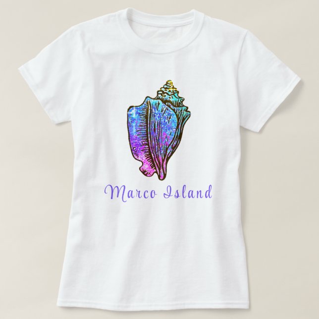 Marco Island Florida Söt Conch Sea Snäcka T Shirt (Design framsida)