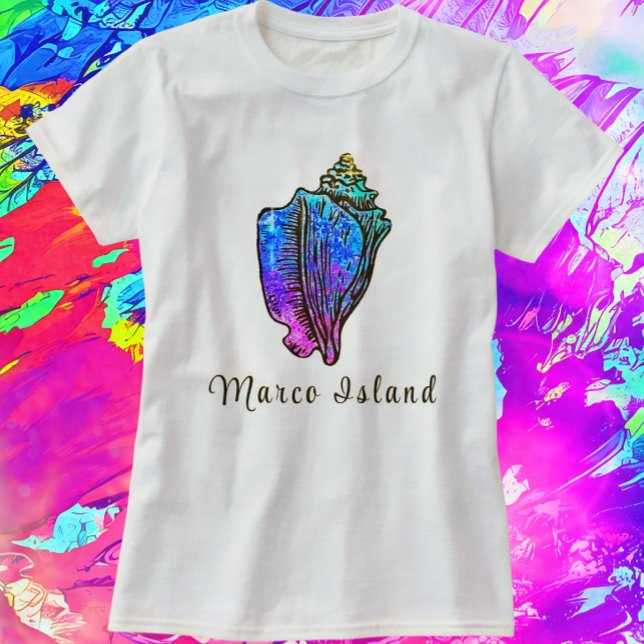 Marco Island Florida Söt Conch Sea Snäcka T Shirt (Pretty Marco Island Seashell Shirt)