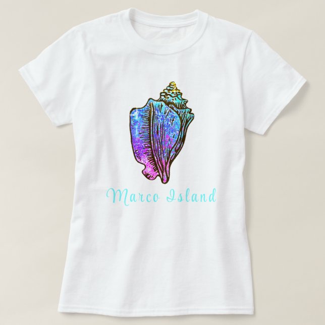 Marco Island Florida Söt Conch Snäcka T Shirt (Design framsida)