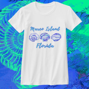 Marco Island Florida Söt Ocean Blue Seashells T Shirt
