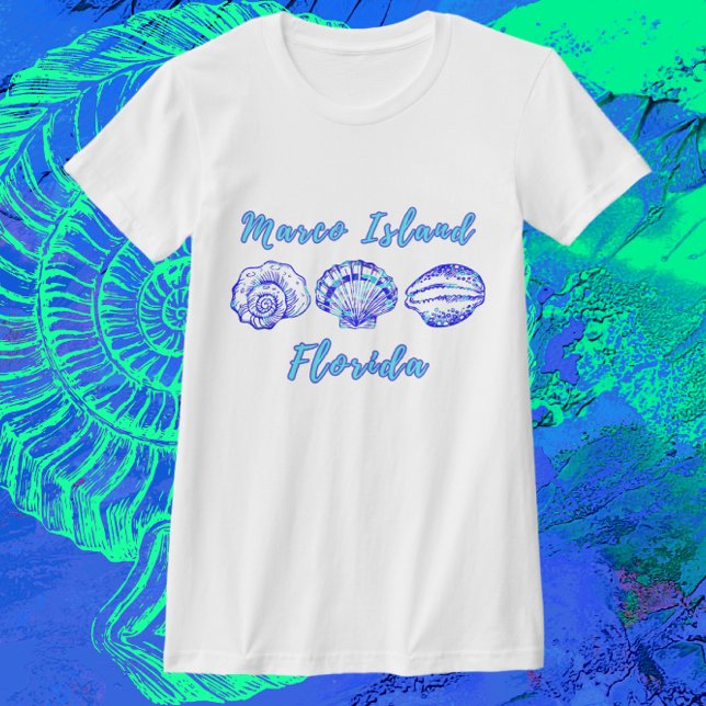 Marco Island Florida Söt Ocean Blue Seashells T Shirt (Skapare uppladdad)