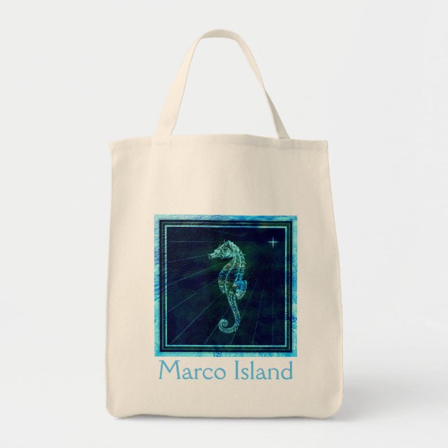 Marco Island Seahorse Tote Bag Tygkasse (Framsidan)