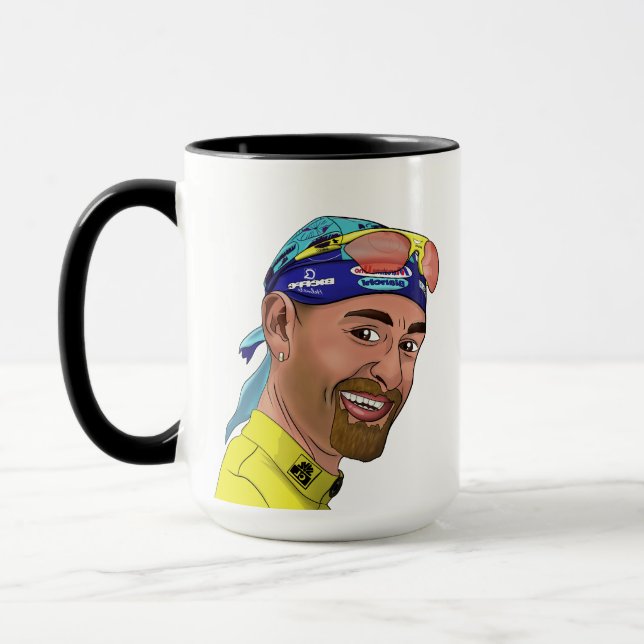 Marco Pantani Il Pirata Digital Porträtt Teckning Mugg (Vänster)