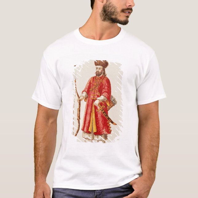 Marco Polo iklädd Tartardräkt T-shirt (Framsida)